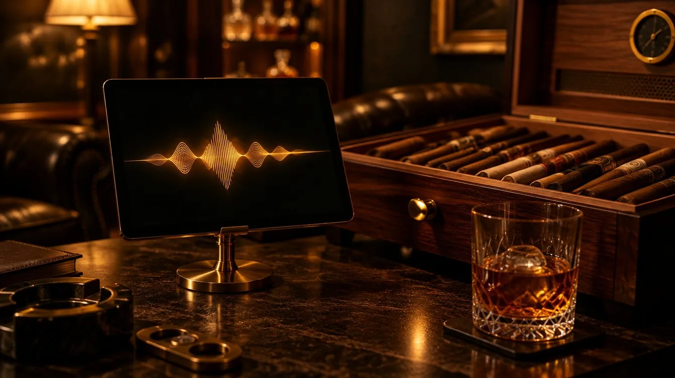The sommelier tablet beside the humidor